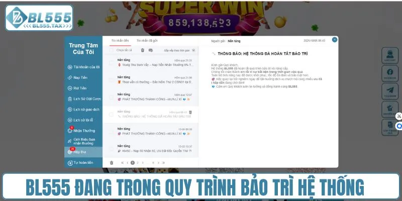 BL555 đang trong quy trình bảo trì hệ thống