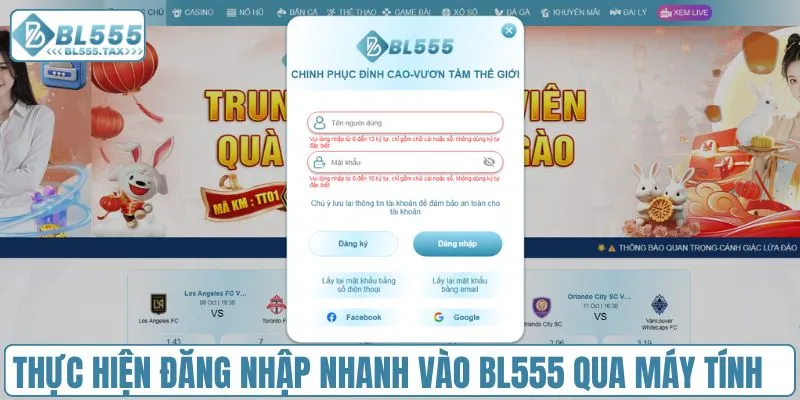 Thực hiện đăng nhập nhanh vào BL555 qua máy tính
